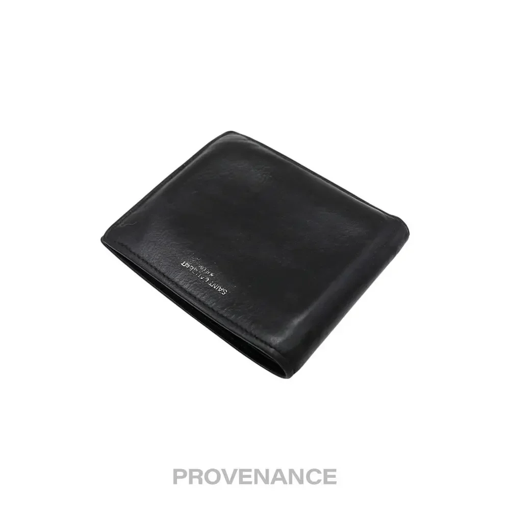 🔴 Saint Laurent Paris SLP Logo Bifold Wallet - Black